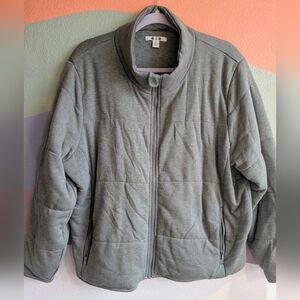 Quilted zip up sweatshirt jacket green size XL